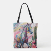Moderne Abstracte paarden en vetplanten Tote Bag (Achterkant)