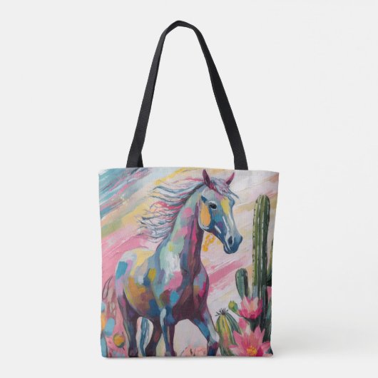 Moderne Abstracte paarden en vetplanten Tote Bag (Achterkant)