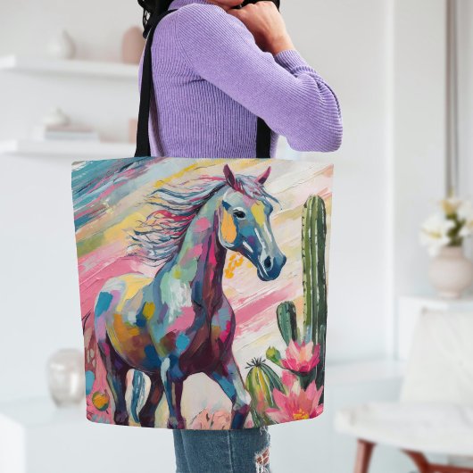Moderne Abstracte paarden en vetplanten Tote Bag