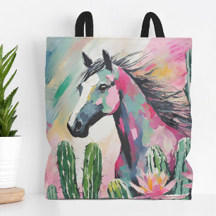 Moderne Abstracte paarden en vetplanten Tote Bag