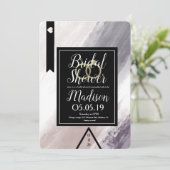Moderne Abstracte Paarse Blush Grijze Bruiloftsdou Kaart (Staand voorkant)