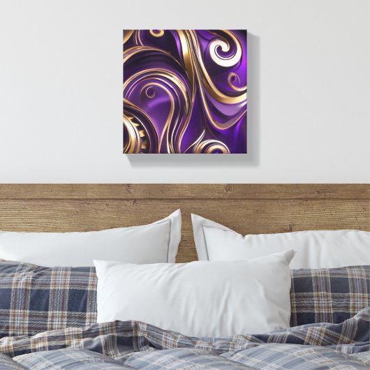 Moderne Abstracte Paarse Canvas Wall Art, (Insitu (Slaapkamer))
