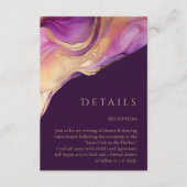 Moderne Abstracte Paarse en gouden elegante bruilo Informatiekaartje (Voorkant)