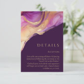 Moderne Abstracte Paarse en gouden elegante bruilo Informatiekaartje (Staand voorkant)