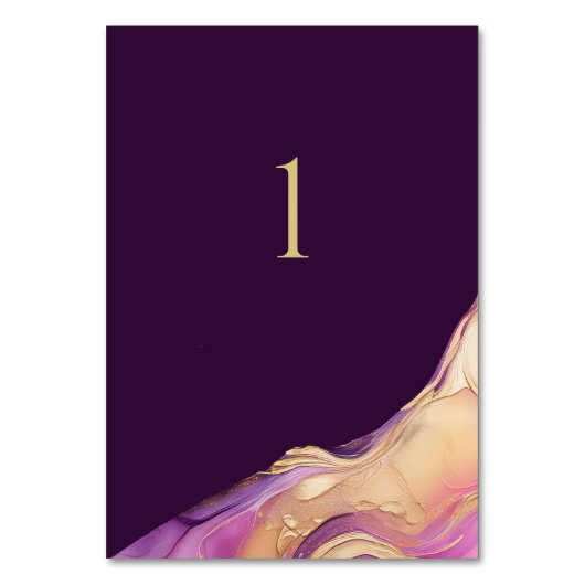 Moderne Abstracte Paarse en gouden elegante bruilo Kaart (Voorkant)