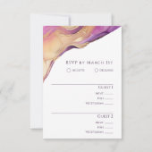 Moderne Abstracte Paarse en gouden elegante bruilo RSVP Kaartje (Achterkant)