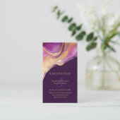 Moderne Abstracte Paarse en gouden elegante bruilo Visitekaartje (Staand voorkant)