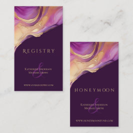 Moderne Abstracte Paarse en gouden elegante bruilo Visitekaartje