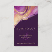 Moderne Abstracte Paarse en gouden elegante bruilo Visitekaartje (Achterkant)