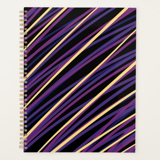 Moderne abstracte paarse en gouden gestreepte plan planner (Voorkant)