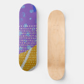 Moderne Abstracte Paarse Geel en Stippen Persoonlijk Skateboard (Voorkant)