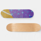 Moderne Abstracte Paarse Geel en Stippen Persoonlijk Skateboard (Horizontaal)