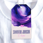 Moderne Abstracte Paarse kledingzaken hangen Label Cadeaulabel