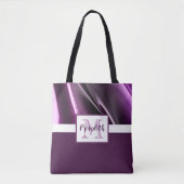 Moderne Abstracte Paarse naam Monogram Tote Bag (Voorkant)