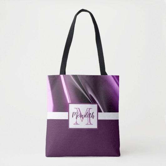 Moderne Abstracte Paarse naam Monogram Tote Bag (Voorkant)