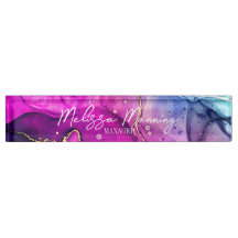 Moderne Abstracte Paarse roze Waterverf Naam Bord