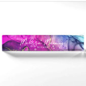 Moderne Abstracte Paarse Roze Waterverf Naambord (Voorkant)