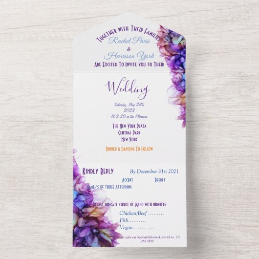 Moderne Abstracte Paarse uitnodiging tot gewelddad (Binnen)