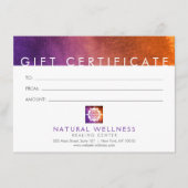 Moderne Abstracte Paarse Wellness Cadeaubon (Voorkant)