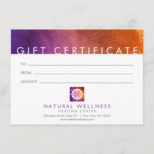 Moderne Abstracte Paarse Wellness Cadeaubon (Voorkant)