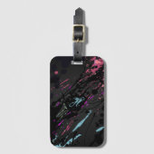 Moderne Abstracte Paint Splatter Monogram Naam Bagagelabel (Voorkant (verticaal))