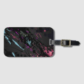 Moderne Abstracte Paint Splatter Monogram Naam Bagagelabel (Voorkant (horizontaal))