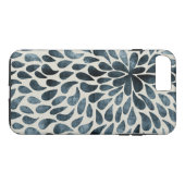 Moderne Abstracte Paisley-ventilator in blauw en w Case-Mate iPhone Case (Achterkant (Horizontaal))