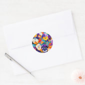 Moderne Abstracte Pansies Bloemen Ronde Sticker (Envelop)