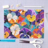 Moderne Abstracte Pansies Bloemen Tissuepapier (Craft)