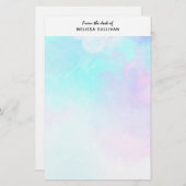 Moderne Abstracte pasteelblauw en Paarse Waterverf Briefpapier (Voorkant / Achterkant)