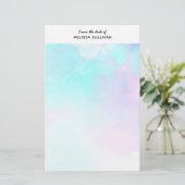 Moderne Abstracte pasteelblauw en Paarse Waterverf Briefpapier (Staand voorkant)