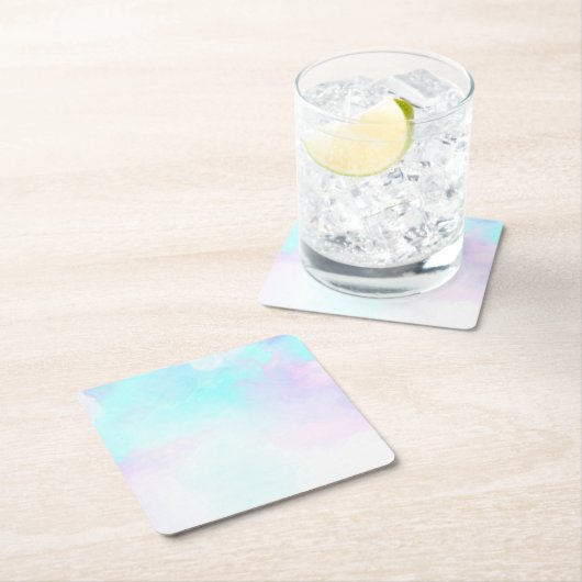 Moderne Abstracte pasteelblauw en Paarse Waterverf Kartonnen Onderzetters (Insitu)