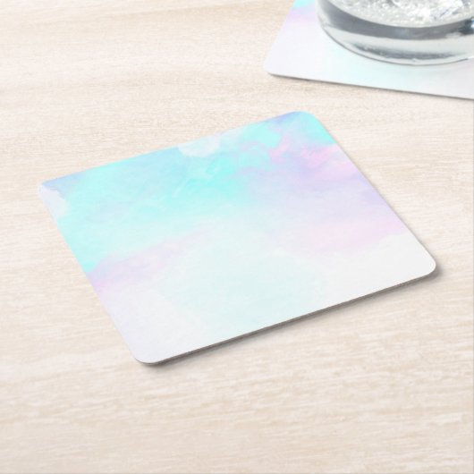 Moderne Abstracte pasteelblauw en Paarse Waterverf Kartonnen Onderzetters (Schuin)
