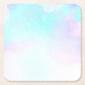 Moderne Abstracte pasteelblauw en Paarse Waterverf Kartonnen Onderzetters (Voorkant)