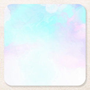 Moderne Abstracte pasteelblauw en Paarse Waterverf Kartonnen Onderzetters