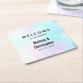 Moderne Abstracte pasteelblauw en Paarse Waterverf Kartonnen Onderzetters (Schuin)