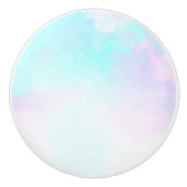 Moderne Abstracte pasteelblauw en Paarse Waterverf Keramische Knop (Voorkant)