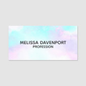 Moderne Abstracte pasteelblauw en Paarse Waterverf Naamplaatje (Voorkant)