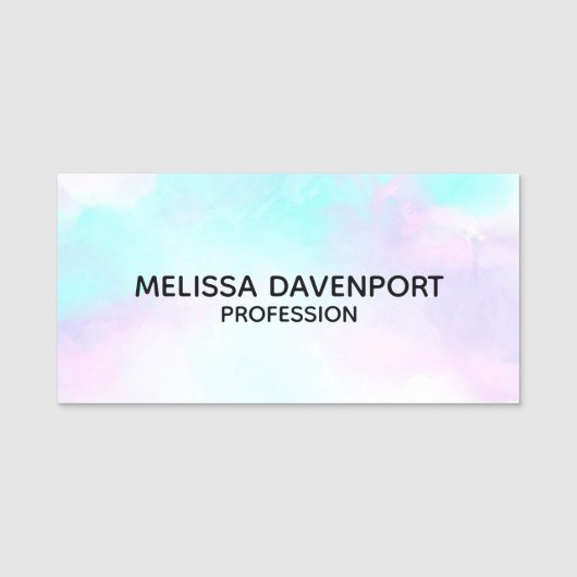Moderne Abstracte pasteelblauw en Paarse Waterverf Naamplaatje (Voorkant)