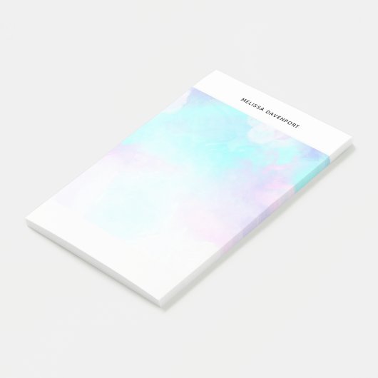 Moderne Abstracte pasteelblauw en Paarse Waterverf Post-it® Notes (Schuin)