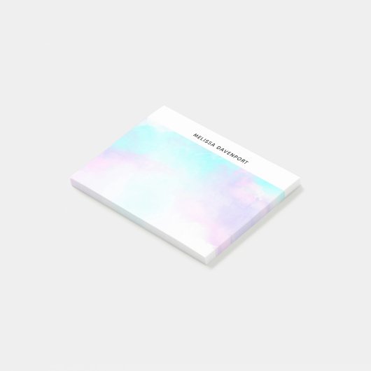 Moderne Abstracte pasteelblauw en Paarse Waterverf Post-it® Notes (Schuin)