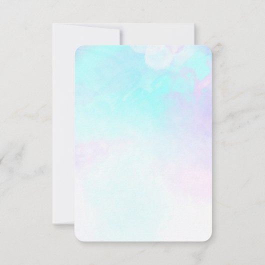 Moderne Abstracte pasteelblauw en Paarse Waterverf RSVP Kaartje (Achterkant)