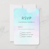 Moderne Abstracte pasteelblauw en Paarse Waterverf RSVP Kaartje (Voorkant)