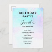 Moderne Abstracte pasteelblauw en Paarse Waterverf Uitnodiging Briefkaart (Voorkant / Achterkant)