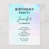 Moderne Abstracte pasteelblauw en Paarse Waterverf Uitnodiging Briefkaart (Voorkant)