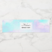 Moderne Abstracte pasteelblauw en Paarse Waterverf Waterfles Etiket (Enkel label)