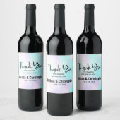 Moderne Abstracte pasteelblauw en Paarse Waterverf Wijn Etiket (Flessen)