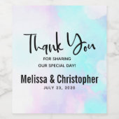 Moderne Abstracte pasteelblauw en Paarse Waterverf Wijn Etiket (Enkel label)