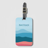 Moderne Abstracte pasteelblauwe roze bergen Bagagelabel (Voorkant (verticaal))