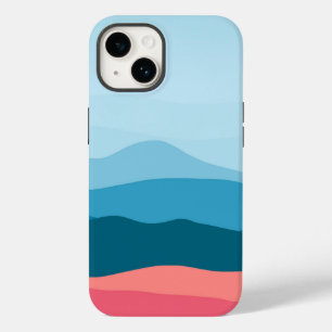 Moderne Abstracte pasteelblauwe roze bergen Case-Mate iPhone 14 Hoesje